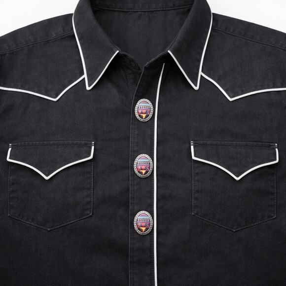 Vintage Western Concho Button Covers With Southwestern Pattern - Picture 2 of 4